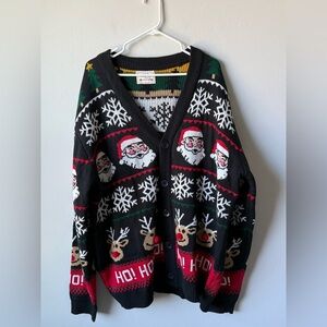 Daisys Boutique Black Cardigan with Santa and Reindeer